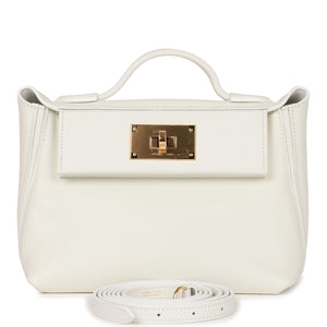 Hermes Mini 24/24 Bag White Evercolor and Swift Gold Hardware - fashionupstore1