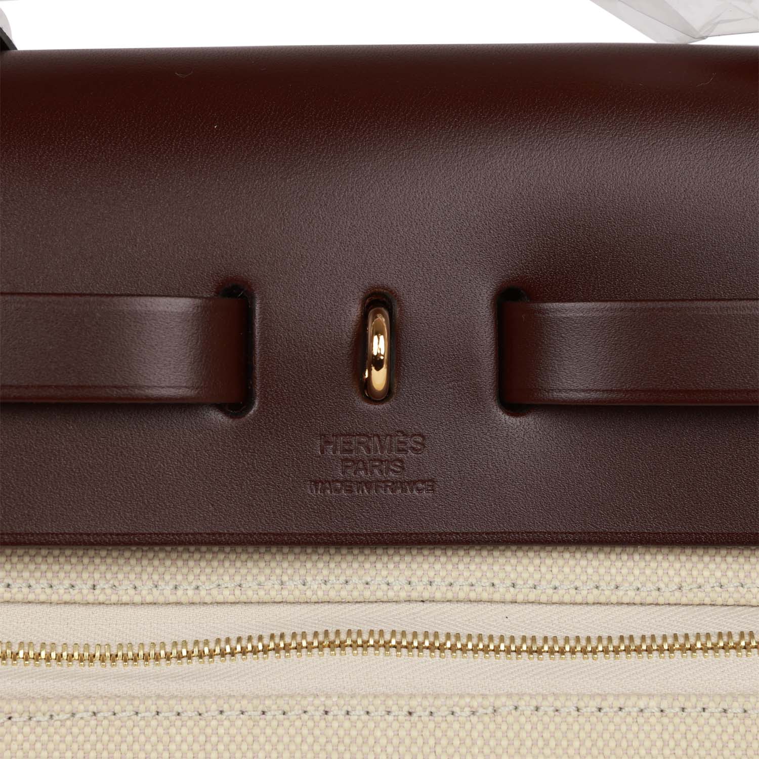 Hermes Herbag Zip PM 31 Beton Toile H Berline Rouge Sellier Hunter Gold Hardware - fashionupstore1