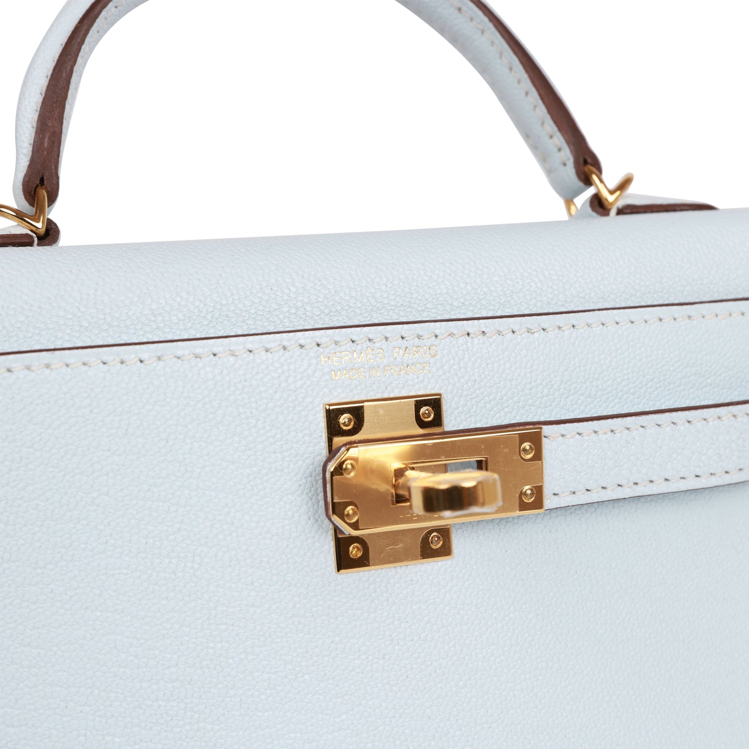 Hermes Kelly Sellier 20 Bleu Brume Chevre Gold Hardware - fashionupstore1