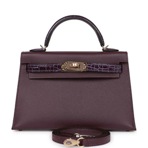 Hermes Kelly 20 Cassis and Amethyst Madame and Shiny Alligator Touch Permabrass Hardware - fashionupstore1