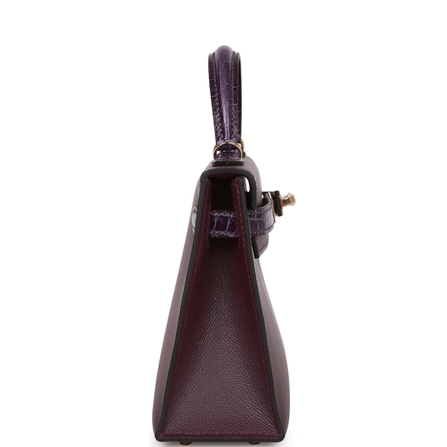 Hermes Kelly 20 Cassis and Amethyst Madame and Shiny Alligator Touch Permabrass Hardware - fashionupstore1