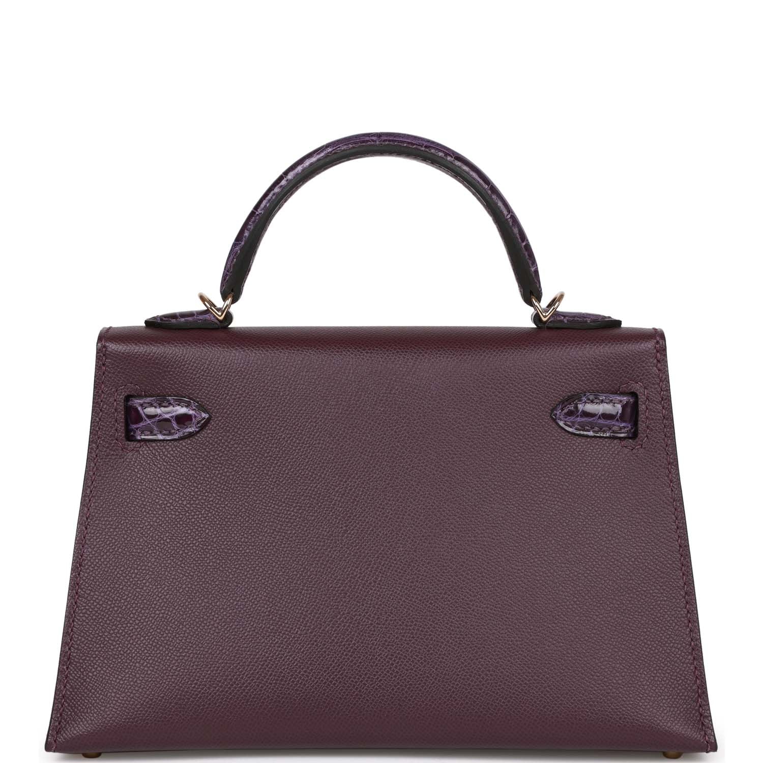 Hermes Kelly 20 Cassis and Amethyst Madame and Shiny Alligator Touch Permabrass Hardware - fashionupstore1