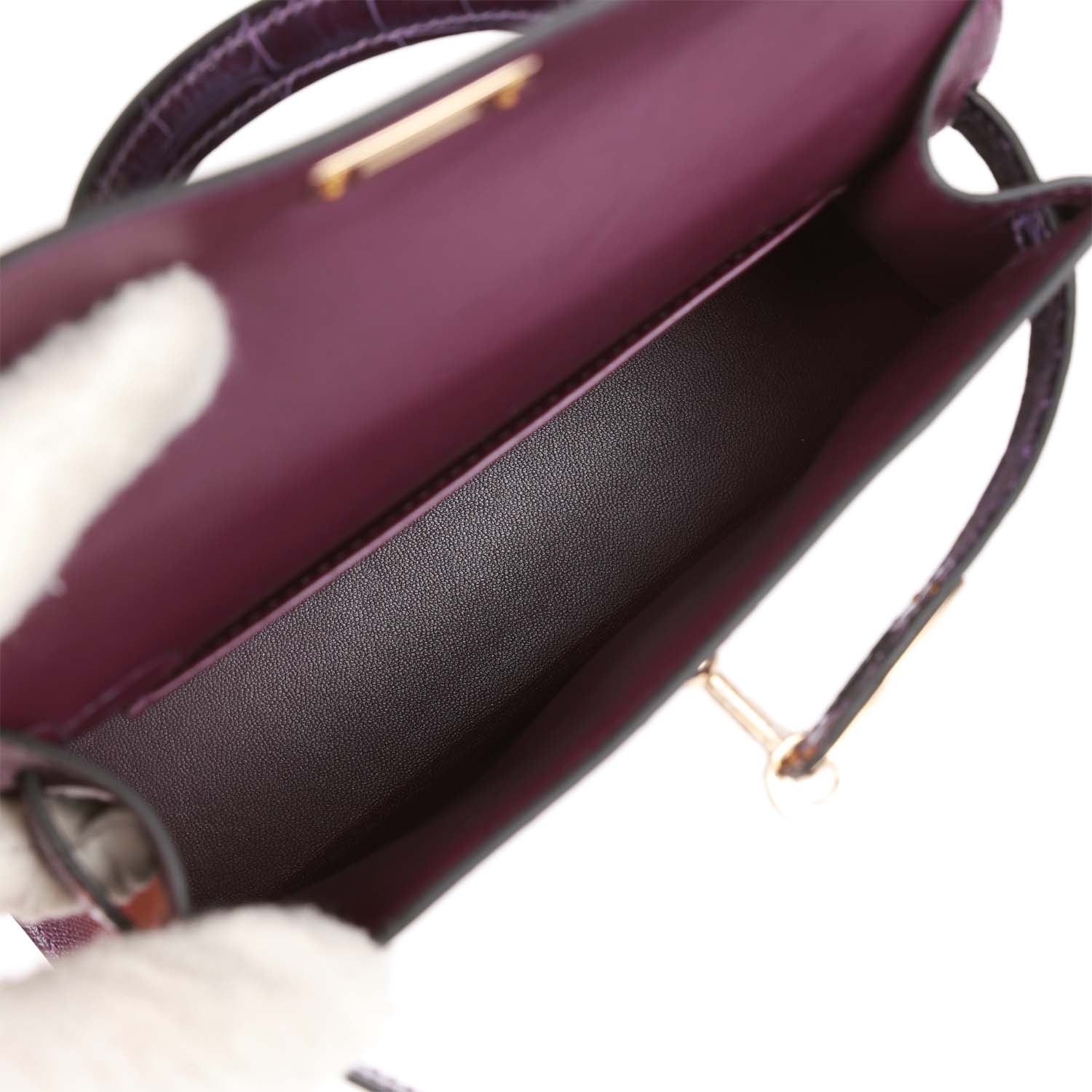 Hermes Kelly 20 Cassis and Amethyst Madame and Shiny Alligator Touch Permabrass Hardware - fashionupstore1