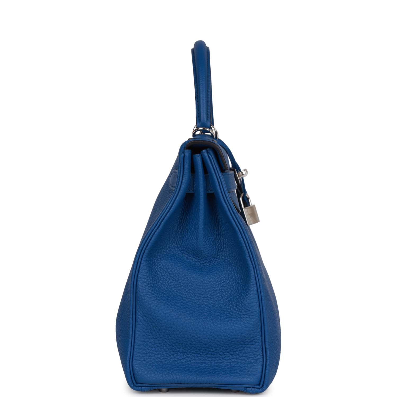 Hermes Kelly Retourne 32 Bleu France Togo Palladium Hardware - fashionupstore1