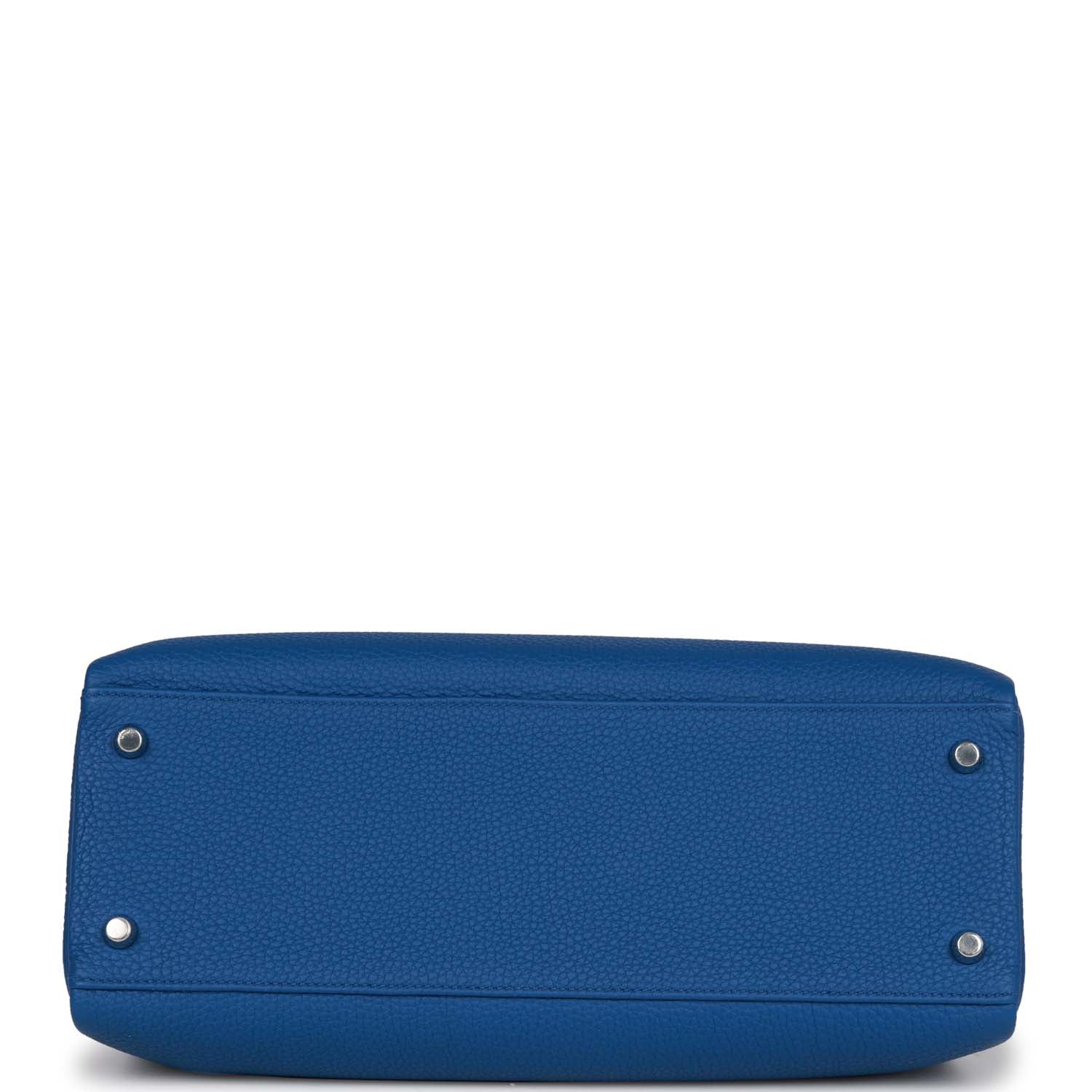 Hermes Kelly Retourne 32 Bleu France Togo Palladium Hardware - fashionupstore1