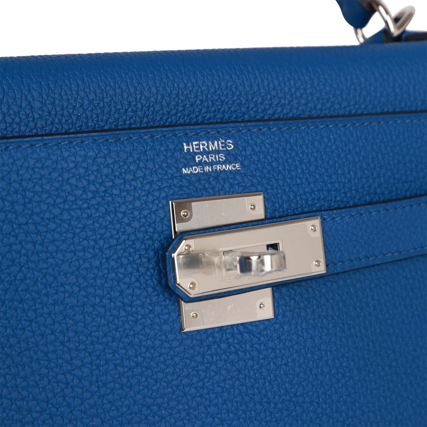 Hermes Kelly Retourne 32 Bleu France Togo Palladium Hardware - fashionupstore1