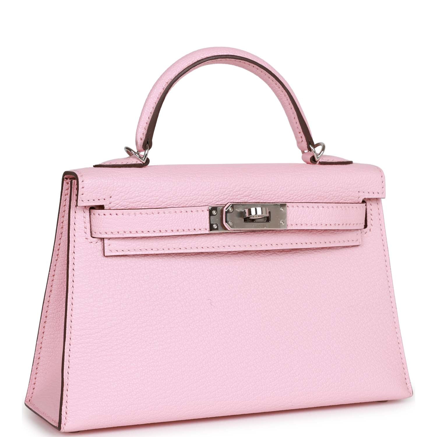 Hermes Kelly Sellier 20 Rose Sakura Chevre Palladium Hardware - fashionupstore1