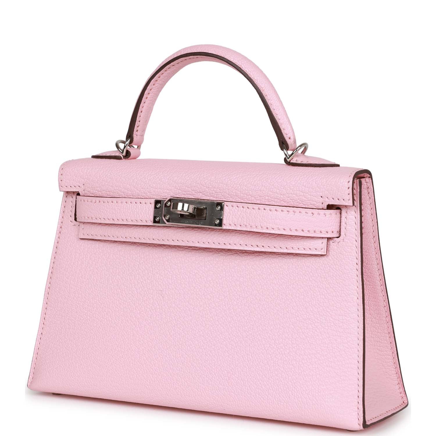 Hermes Kelly Sellier 20 Rose Sakura Chevre Palladium Hardware - fashionupstore1