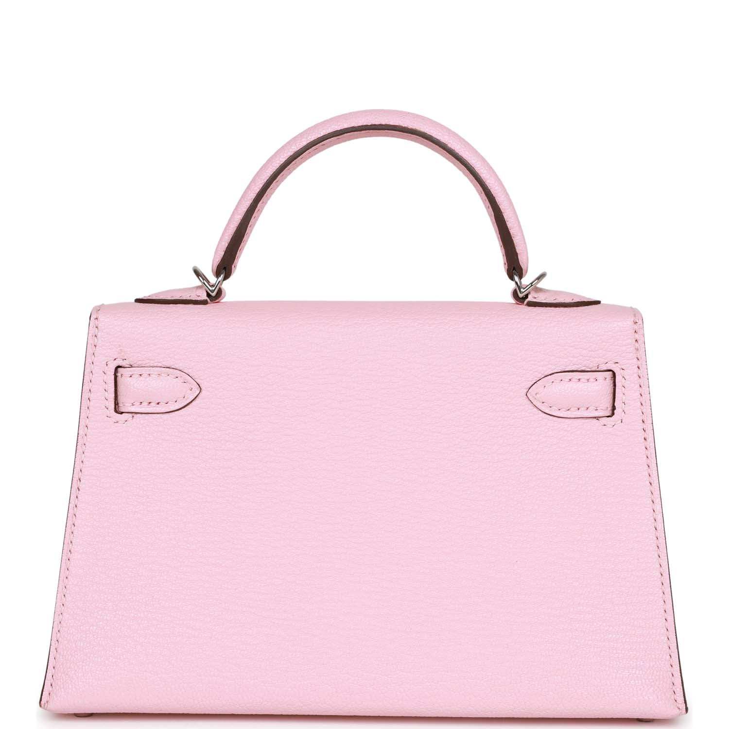 Hermes Kelly Sellier 20 Rose Sakura Chevre Palladium Hardware - fashionupstore1