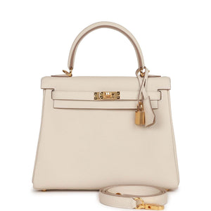 Hermes Kelly Retourne 25 Craie Togo Gold Hardware - fashionupstore1