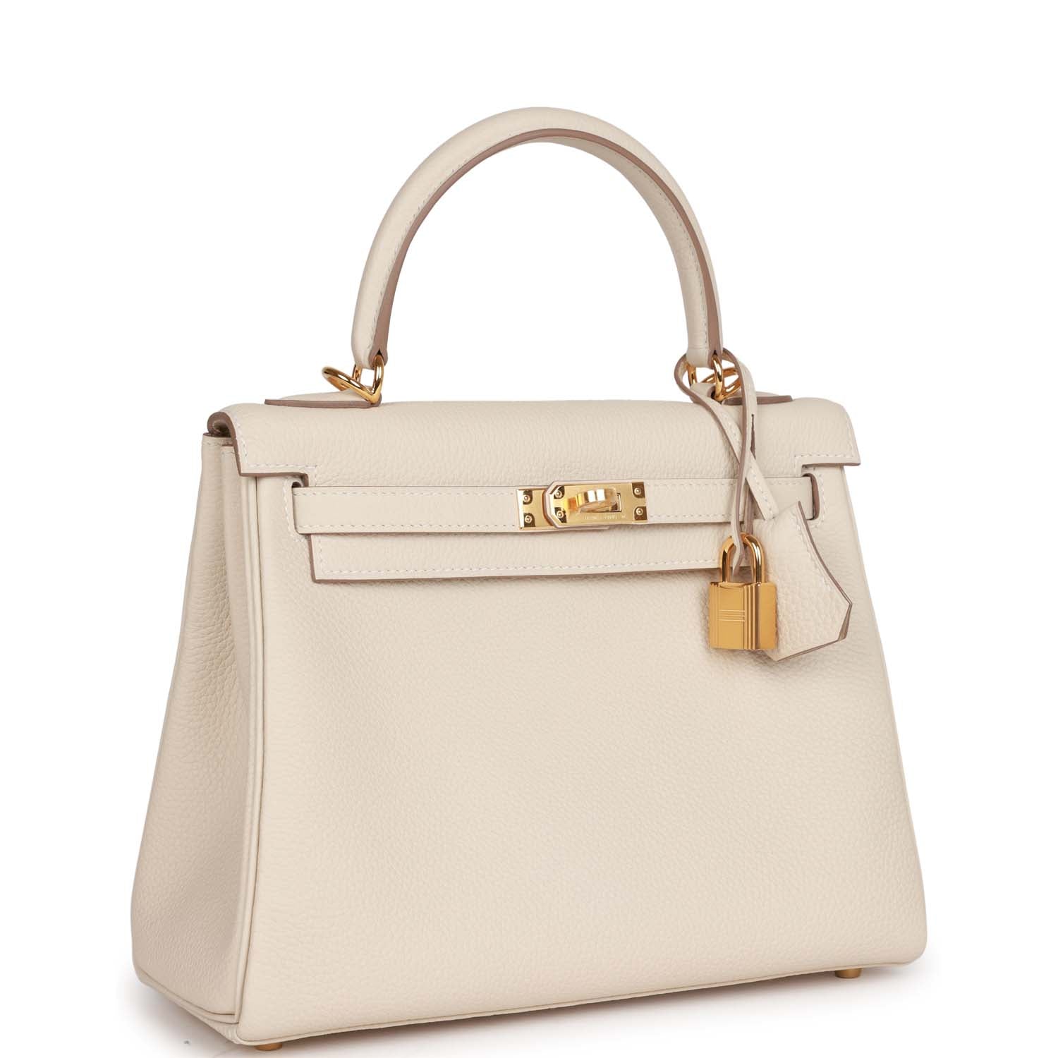 Hermes Kelly Retourne 25 Craie Togo Gold Hardware - fashionupstore1