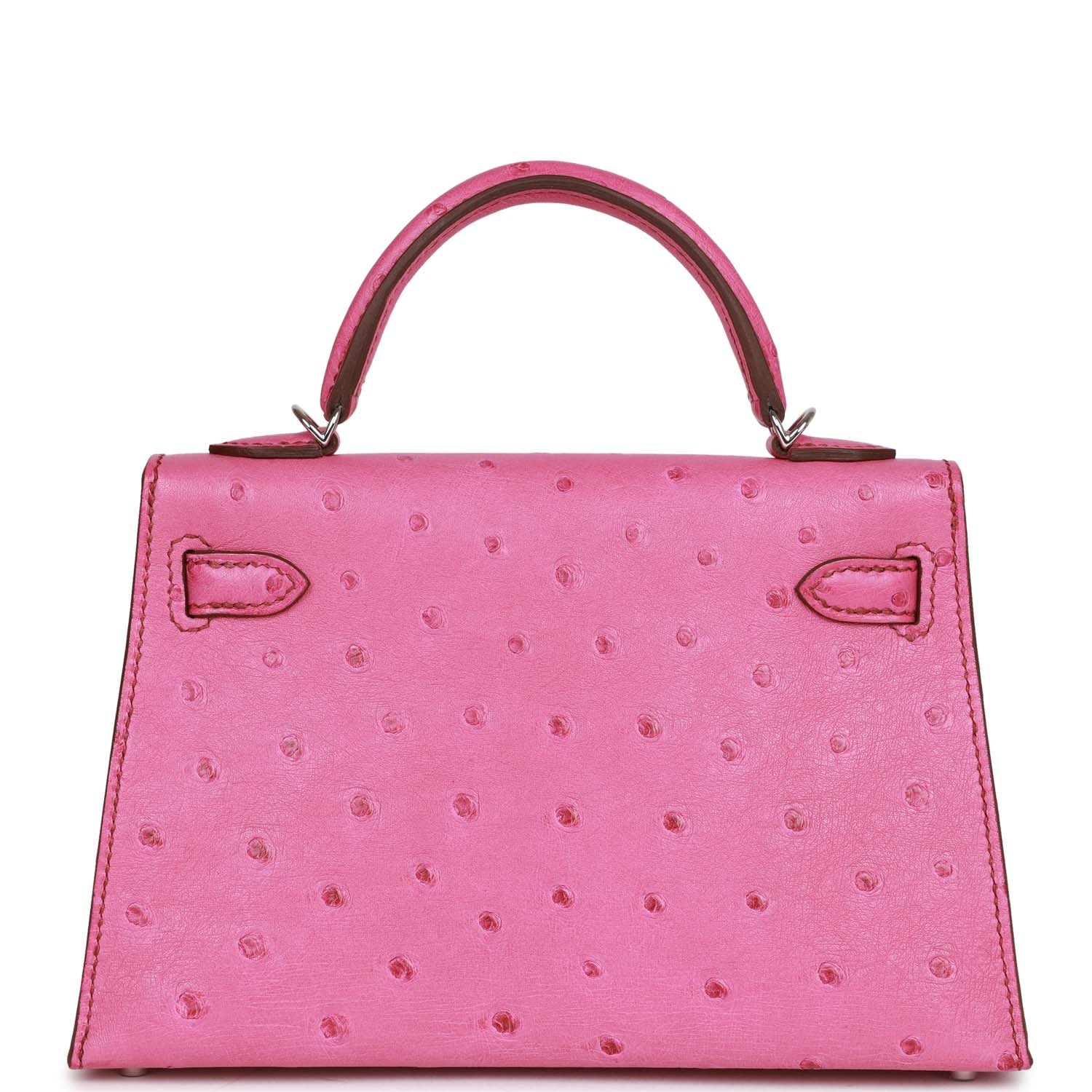 Hermes Kelly Sellier 20 Fuchsia Ostrich Palladium Hardware - fashionupstore1