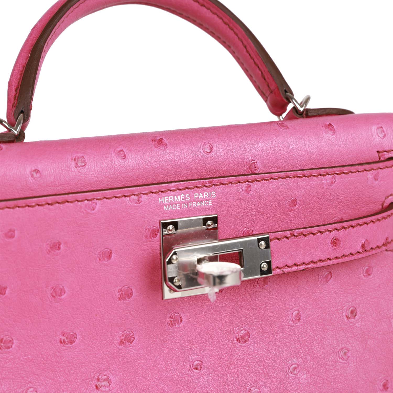 Hermes Kelly Sellier 20 Fuchsia Ostrich Palladium Hardware - fashionupstore1