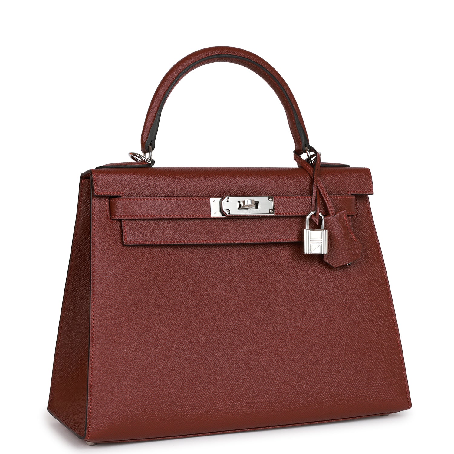 Hermes Kelly Sellier 28 Rouge H Epsom Palladium Hardware - fashionupstore1