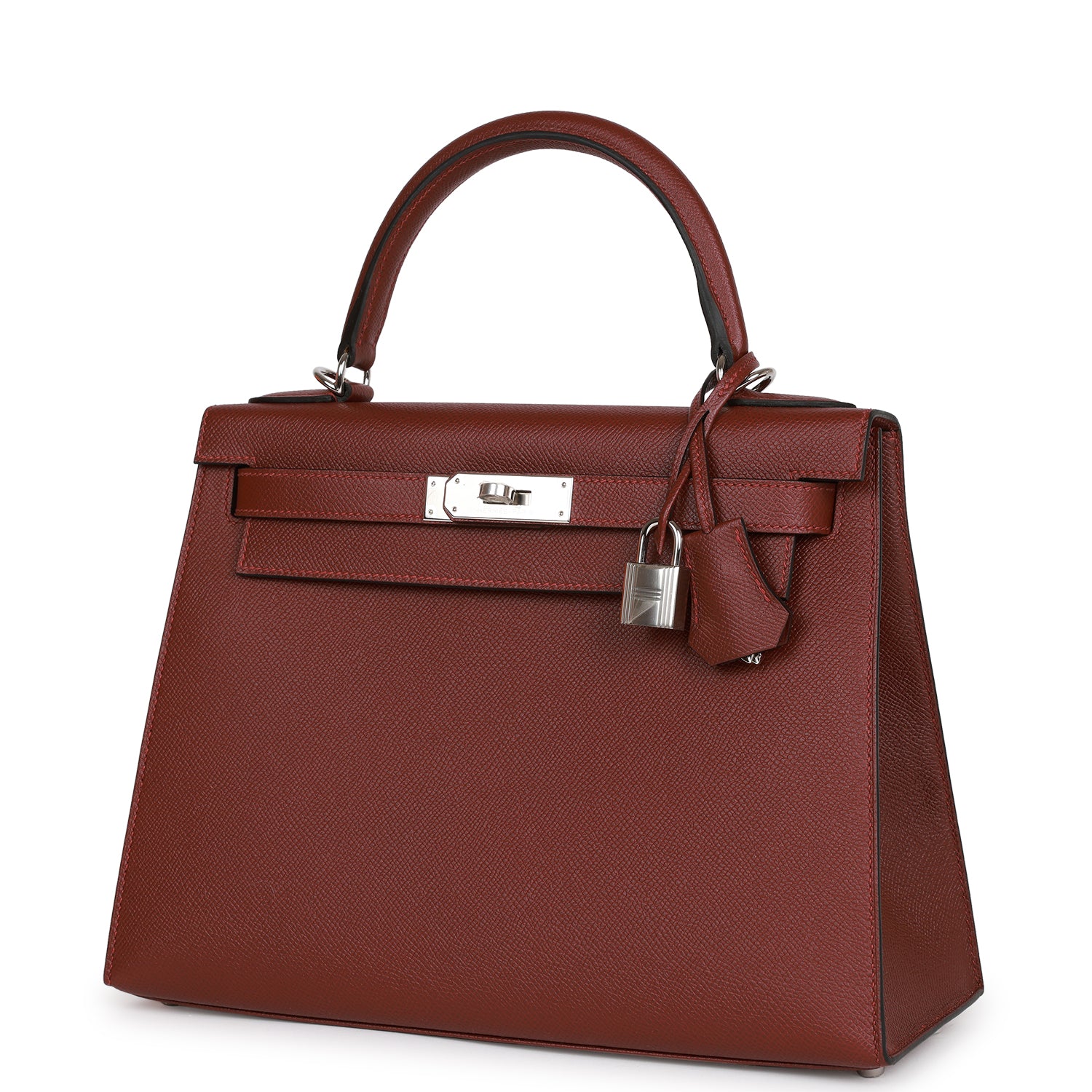 Hermes Kelly Sellier 28 Rouge H Epsom Palladium Hardware - fashionupstore1