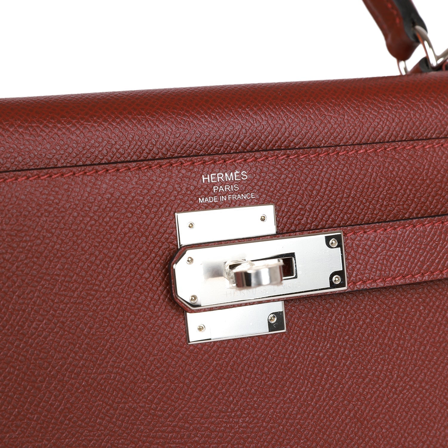 Hermes Kelly Sellier 28 Rouge H Epsom Palladium Hardware - fashionupstore1