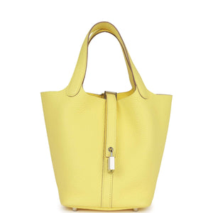 Hermes Picotin 18 Limoncello Clemence Palladium Hardware - fashionupstore1