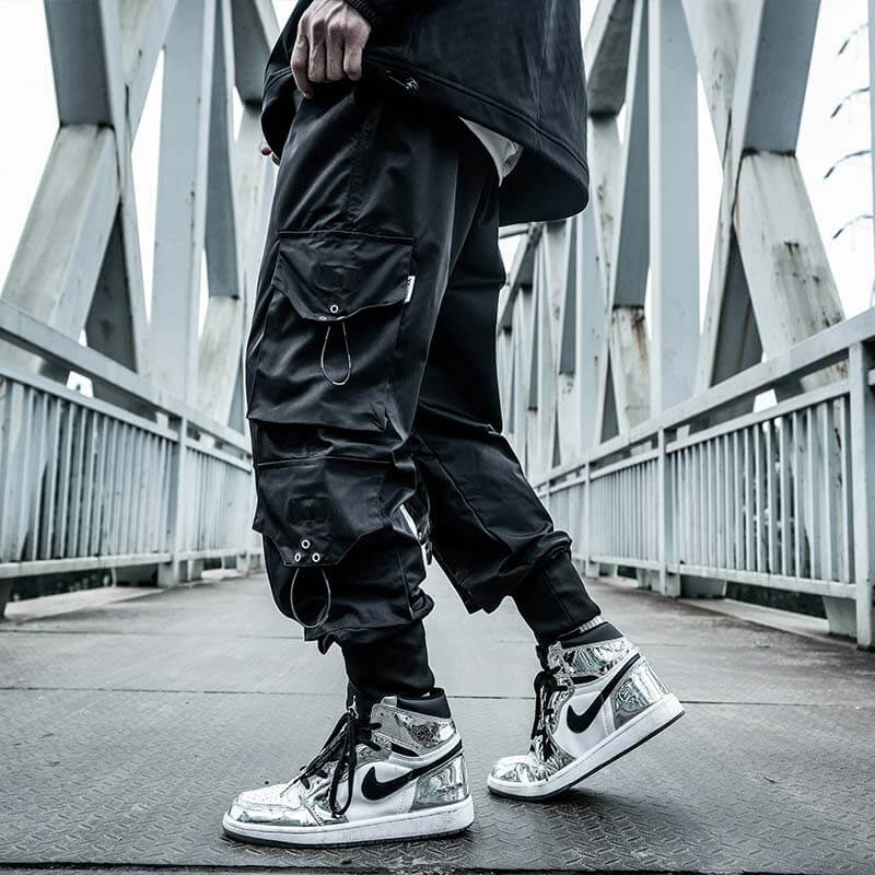 INFINIT Frizz Black Cargo Pants for Mens, Hip hop pants pocket oversize - fashionupstore1