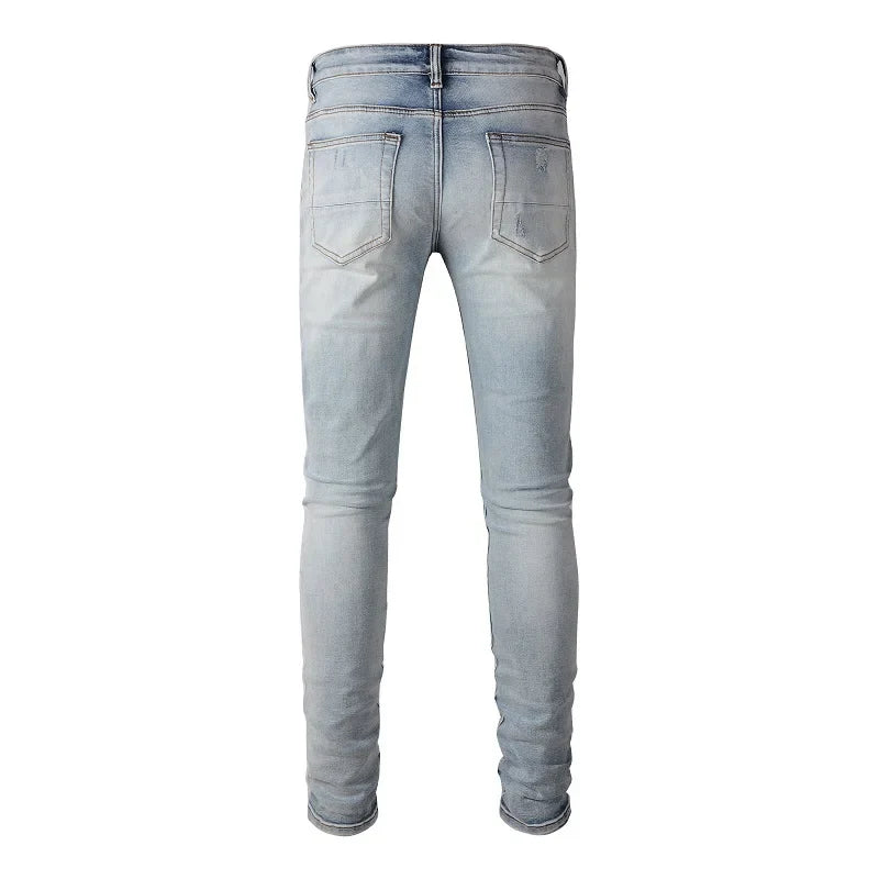 Fashionup Streetwear Light Blue Ripped Jeans - fashionupstore1