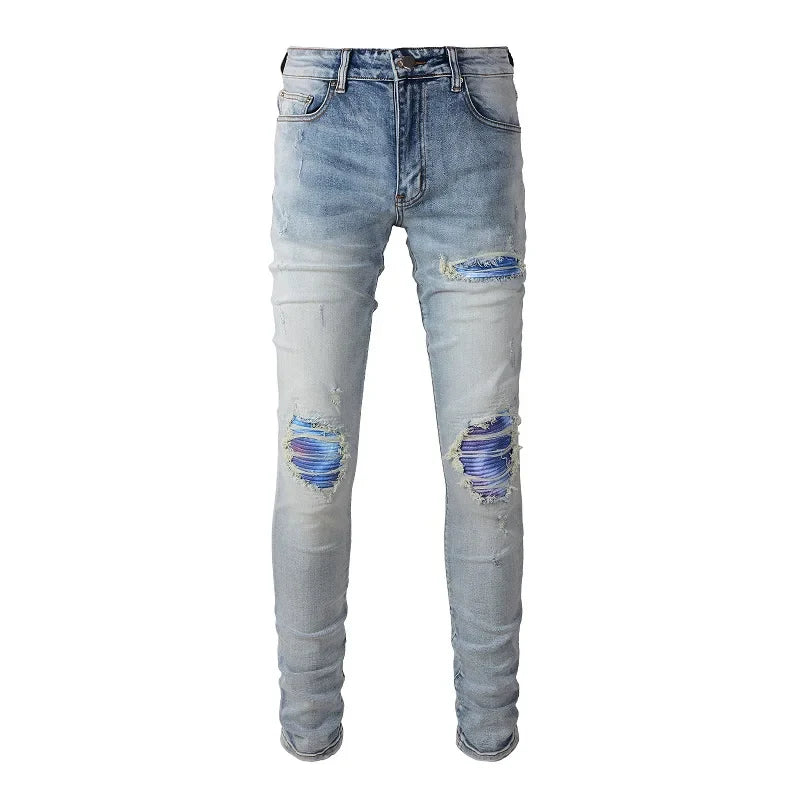 Fashionup Streetwear Light Blue Ripped Jeans - fashionupstore1