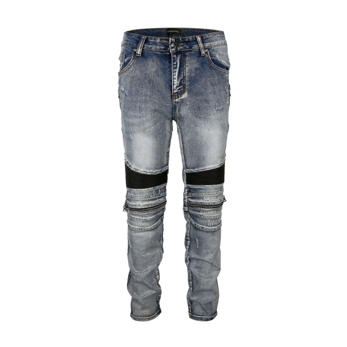 NX1 | Biker Zip Denim - Washed Indigo - fashionupstore1