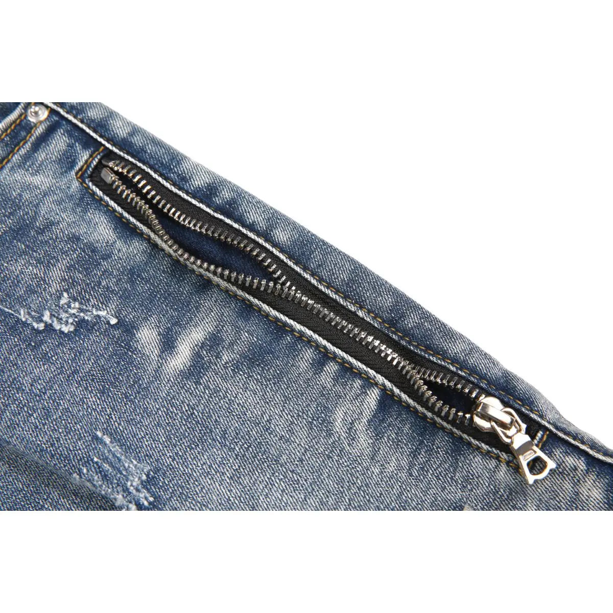 NX1 | Biker Zip Denim - Washed Indigo - fashionupstore1