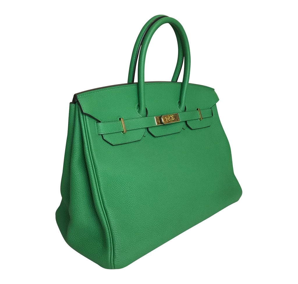 Hermes Birkin 35 Bamboo Green Togo GHW Bag - fashionupstore1