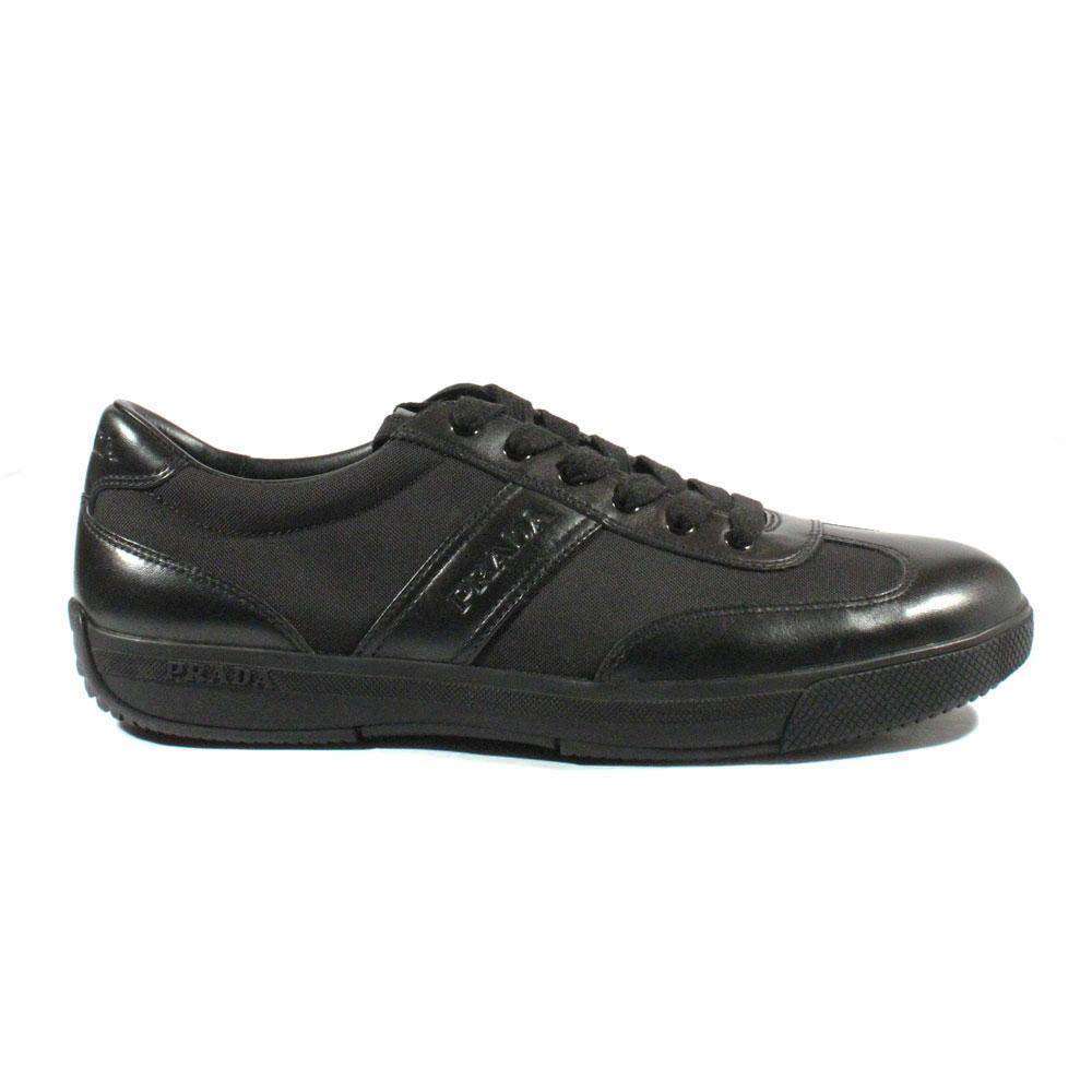 Prada Sports Men's Designer Shoes Black Leather Sneakers (PRM29) - fashionupstore1