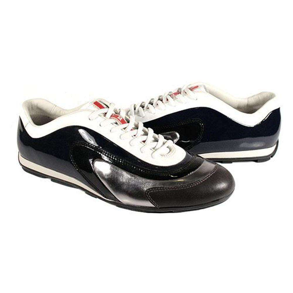 Prada Sports Men's Designer Shoes White Silver and Navy Sneakers 4E1890 (PRM34) - fashionupstore1