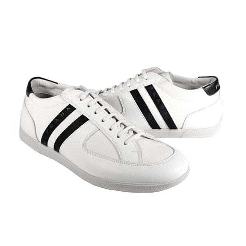 Prada Sports Men's Designer Shoes White/Black Sneakers 4E1806 (PRM36) - fashionupstore1