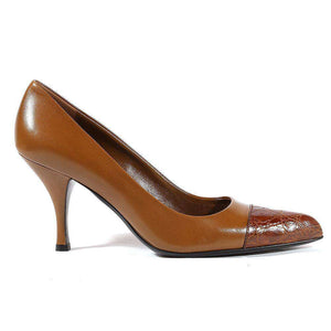 Prada Women's Shoes Tabacco Brown Leather Pumps 1I6041 (PRW6) - fashionupstore1