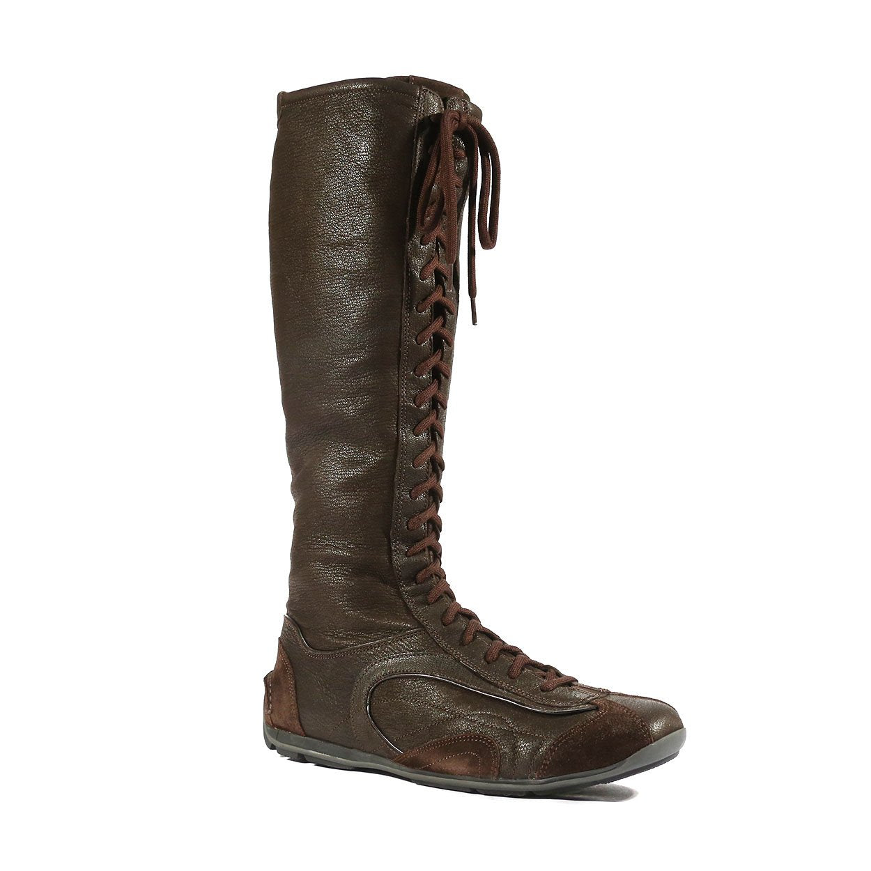 Prada Women's Shoes Tall Brown Leather Boots (PRW377) - fashionupstore1