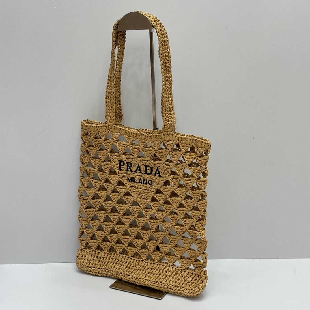 Prada Woven Raffia Tote Bag - fashionupstore1