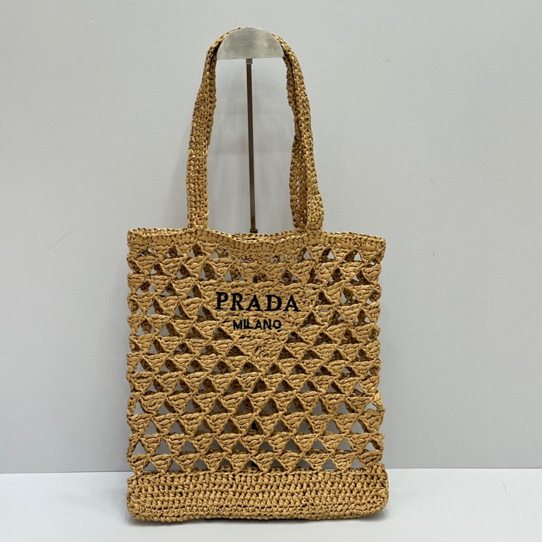 Prada Woven Raffia Tote Bag - fashionupstore1