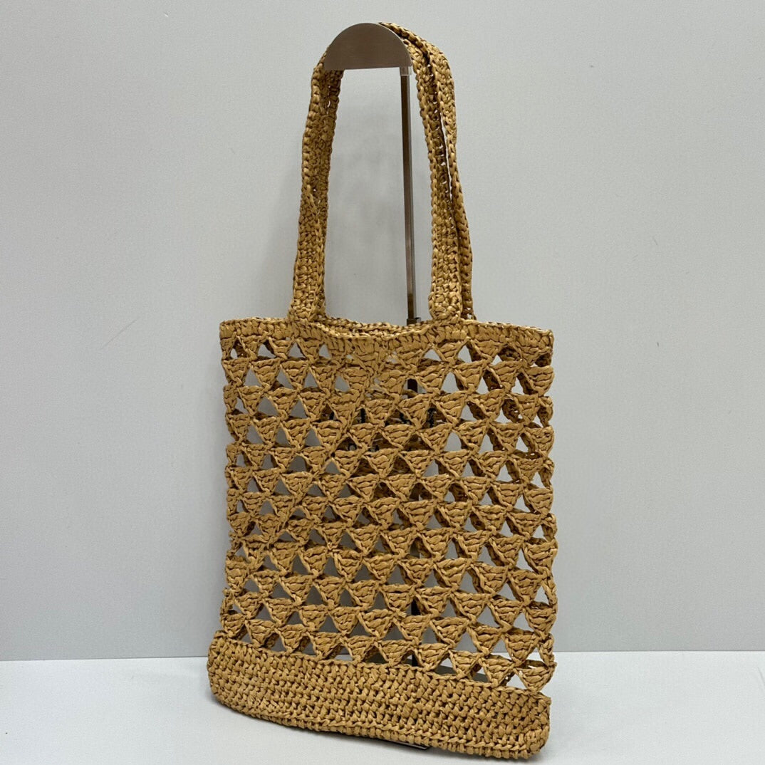 Prada Woven Raffia Tote Bag - fashionupstore1