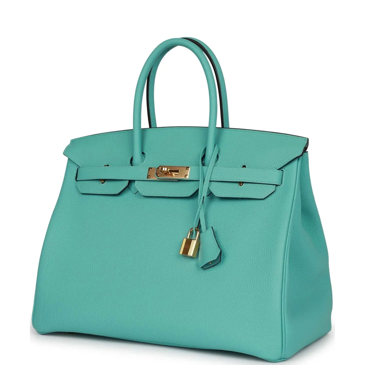 Pre-owned Hermes Birkin 35 Bleu Atoll Togo Gold Hardware - fashionupstore1