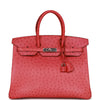 Pre-owned Hermes Birkin 35 Bougainvillea Ostrich Palladium Hardware - fashionupstore1