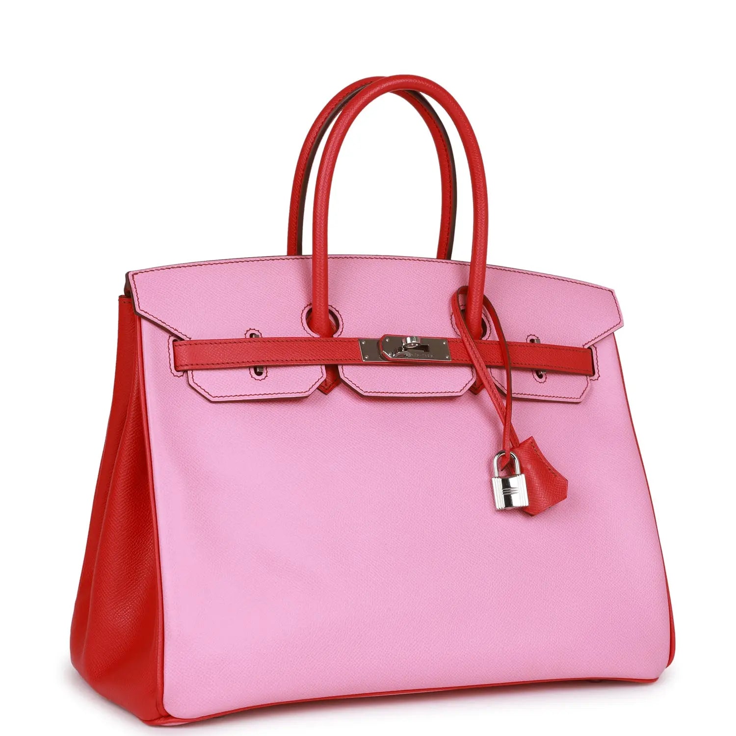 Pre-owned Hermes Special Order (HSS) Birkin 35 Bubblegum and Bougainvillea Epsom Palladium Hardware - fashionupstore1