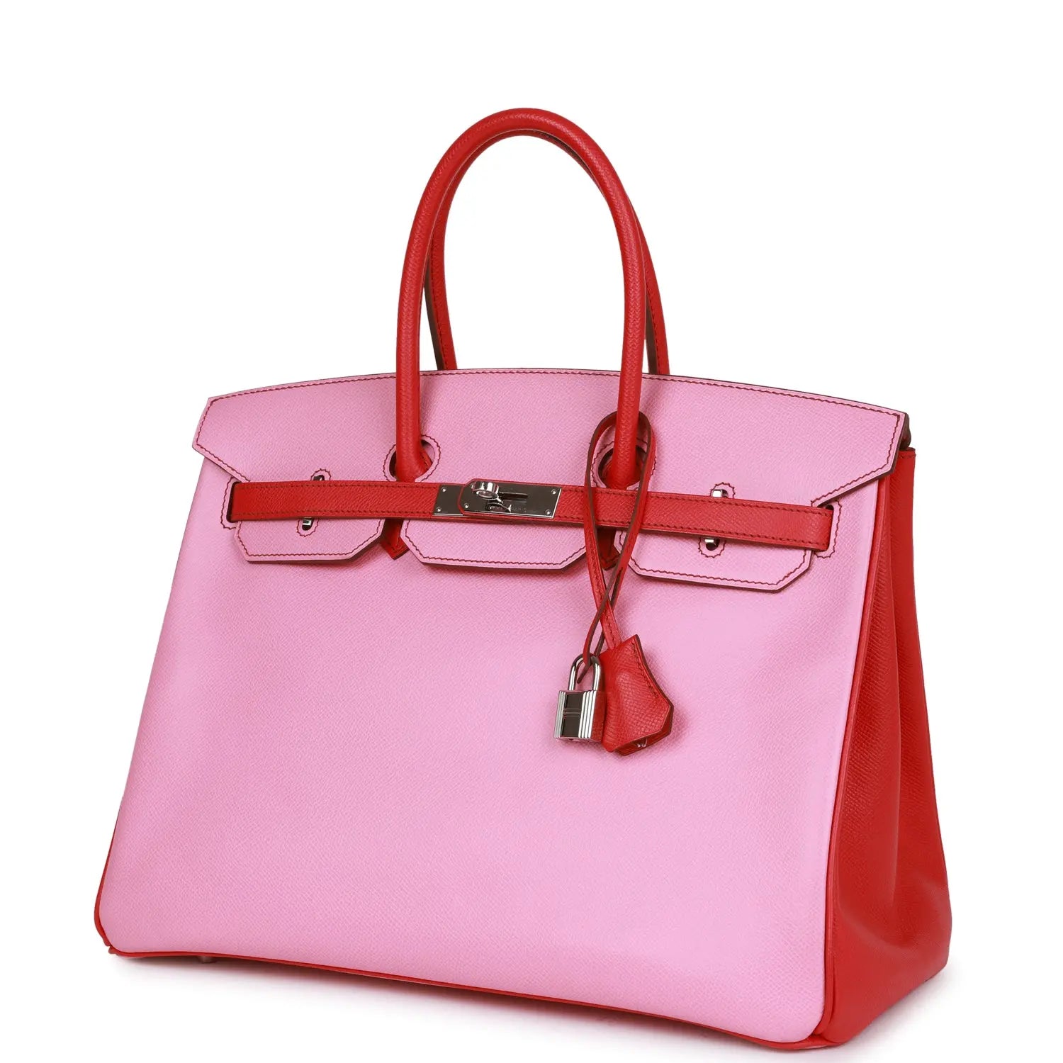 Pre-owned Hermes Special Order (HSS) Birkin 35 Bubblegum and Bougainvillea Epsom Palladium Hardware - fashionupstore1