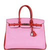 Pre-owned Hermes Special Order (HSS) Birkin 35 Bubblegum and Bougainvillea Epsom Palladium Hardware - fashionupstore1