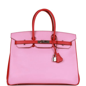 Pre-owned Hermes Special Order (HSS) Birkin 35 Bubblegum and Bougainvillea Epsom Palladium Hardware - fashionupstore1