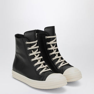 HIGH BLACK/WHITE LEATHER TRAINER - fashionupstore1