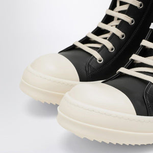 HIGH BLACK/WHITE LEATHER TRAINER - fashionupstore1