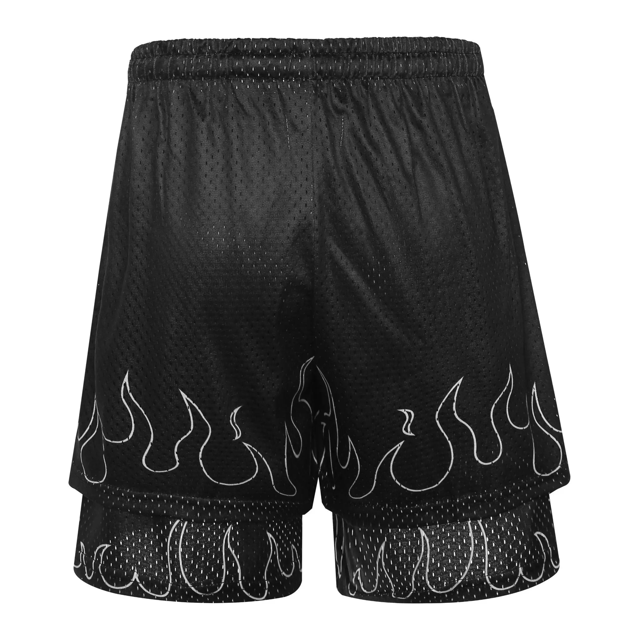 Retro Fit - Double Layer Mesh Shorts Black - fashionupstore1