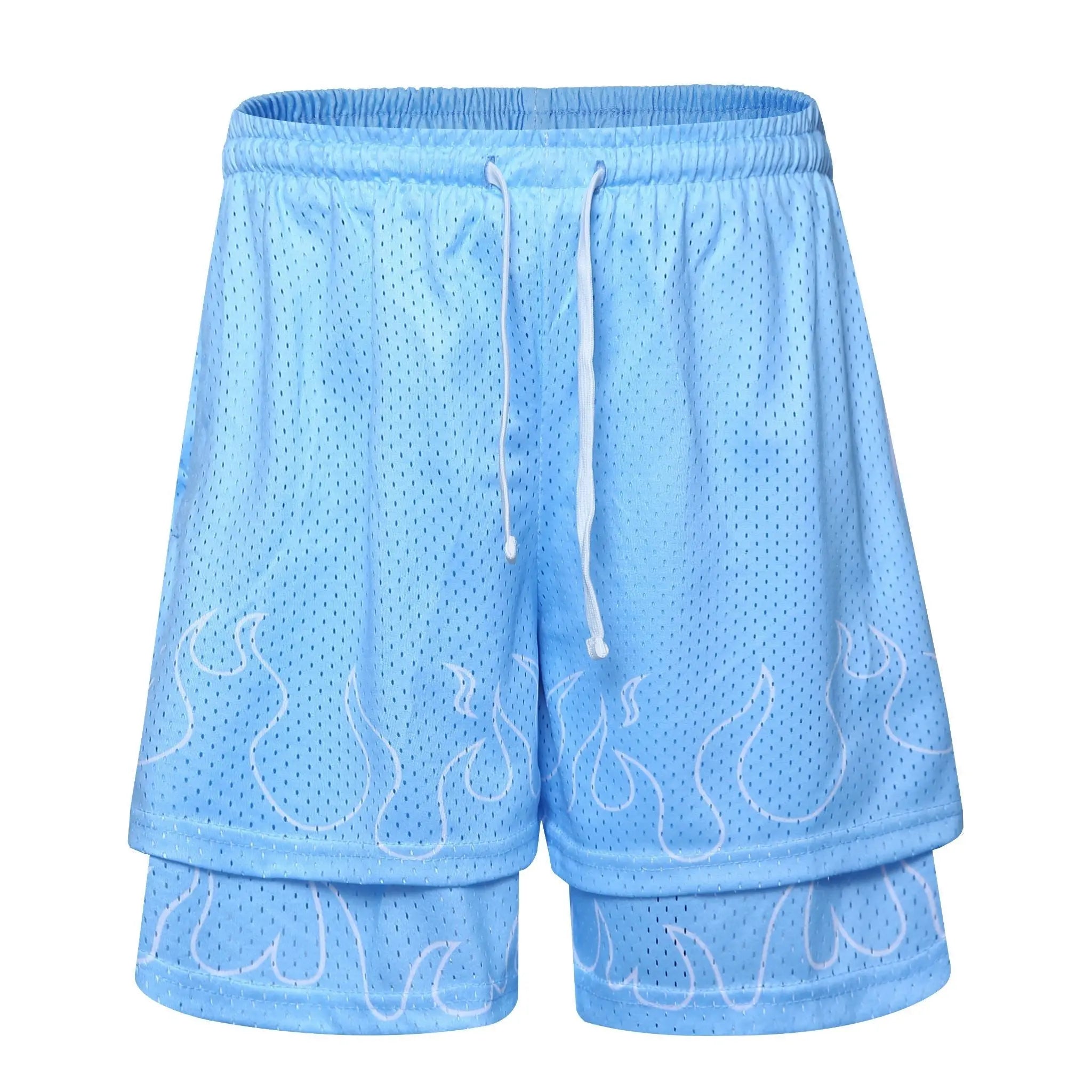 Retro Fit - Double Layer Mesh Shorts Blue - fashionupstore1