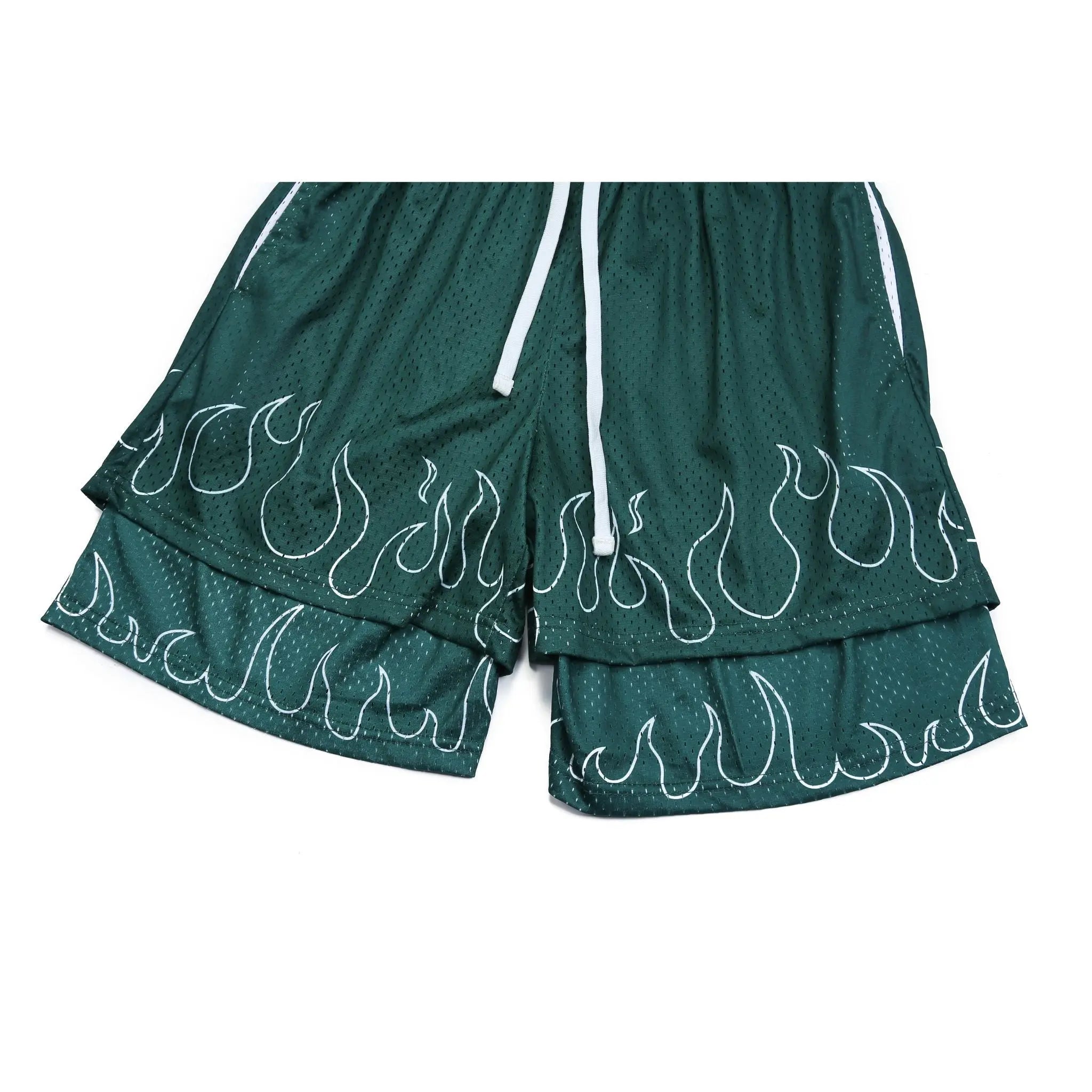 Retro Fit - Double Layer Mesh Shorts Green - fashionupstore1