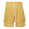 Retro Fit - Double Layer Mesh Shorts Yellow - fashionupstore1