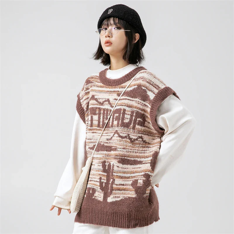 Women's Desert Waves Cactus Knit Sweater - fashionupstore1