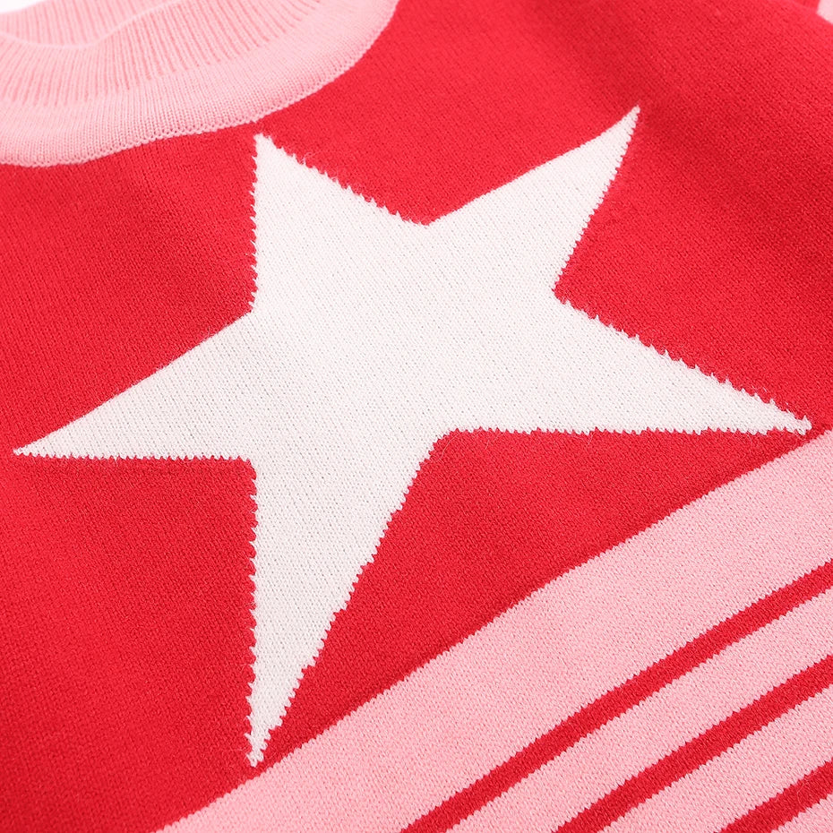 Y2K Star Stripes Sweater - fashionupstore1