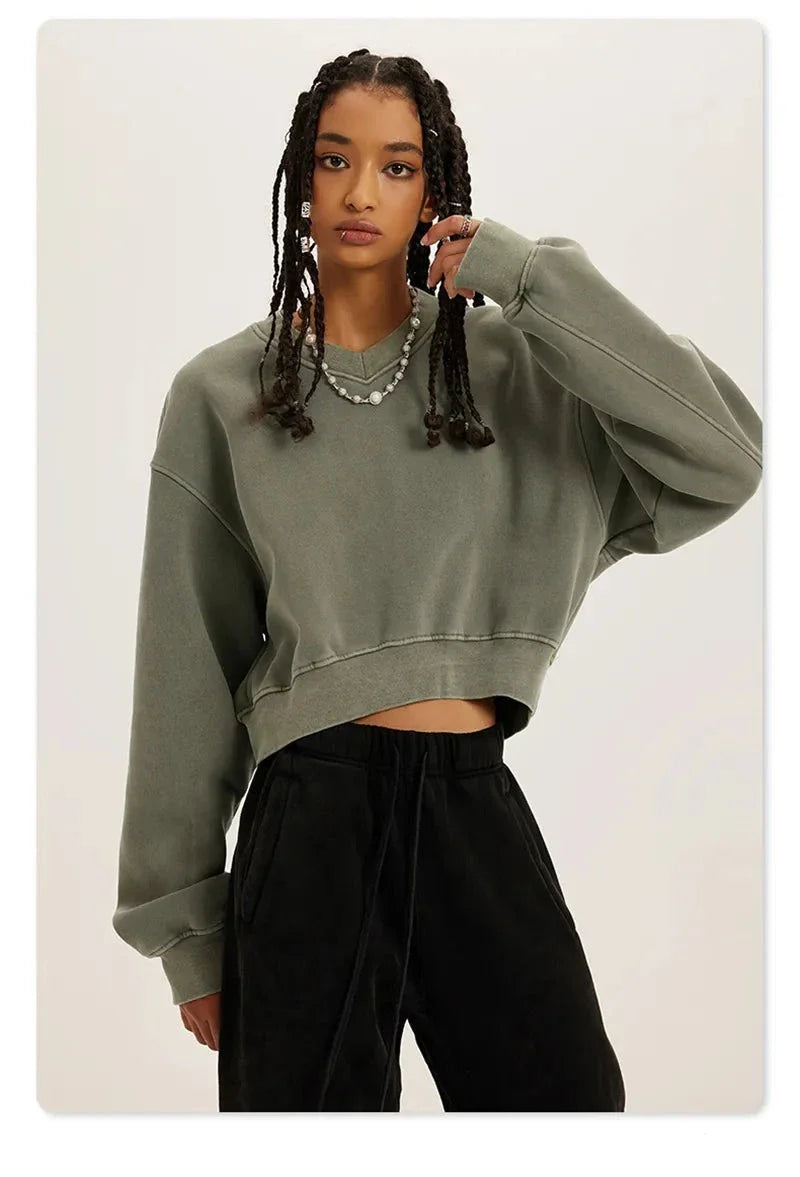 Women's Fleece Cropped Sweatshirt - fashionupstore1